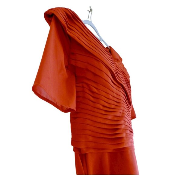 Rust Pleated Midi/Formal/Mother of the Bride Dress by STACEES – Size 12/14 - Picture 6 of 9